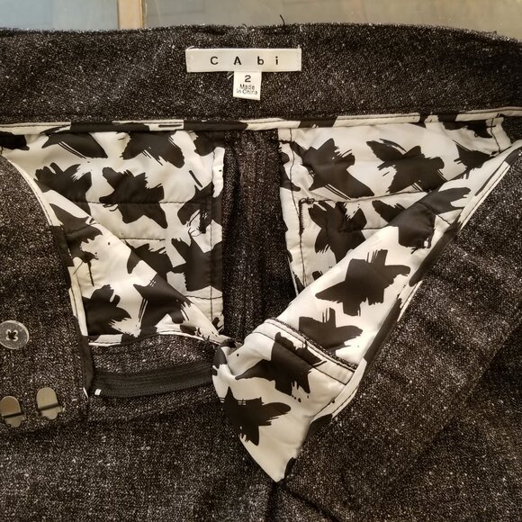 CAbi Charcoal Grey Tweed Flecked Wide Legged Cuffed Trousers Style  # 230 * Size - Picture 11 of 14